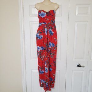 Band of Gypsies Red Strapless Jumpsuit ruise Resort Size Small